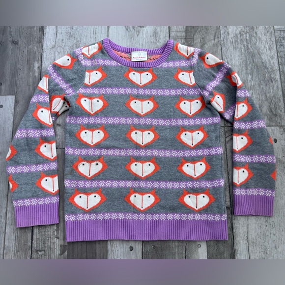 Hanna Andersson Size 130 Fox Print Fair Isle Sweater - Picture 1 of 6